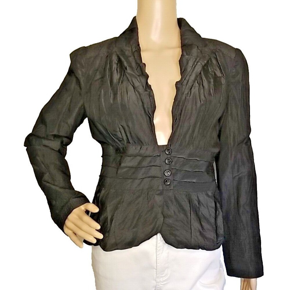 People Like Frank Anthropologie Black Cotton Metal Blazer Womens Size S       T9